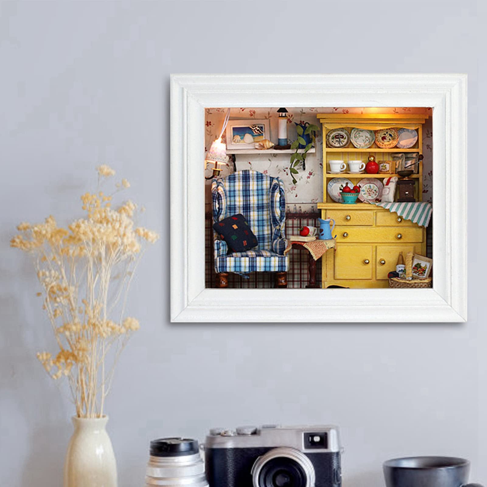 Amazon.co.jp: DIY ドールハウス フォトフレーム、ミニチュアキット